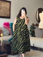 Zebra Print Sleeveless Lounge Dress 