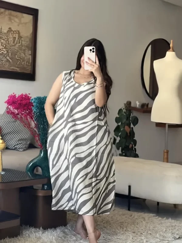 Zebra Print Sleeveless Lounge Dress  - Image 3