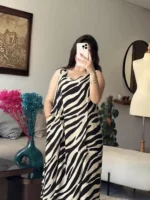Zebra Print Sleeveless Lounge Dress  - Image 2